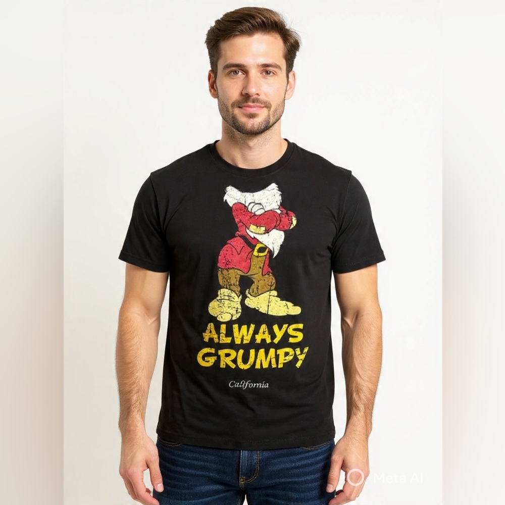 Disney Grumpy Always Grumpy Graphic Tee Black Men’s M Snow White